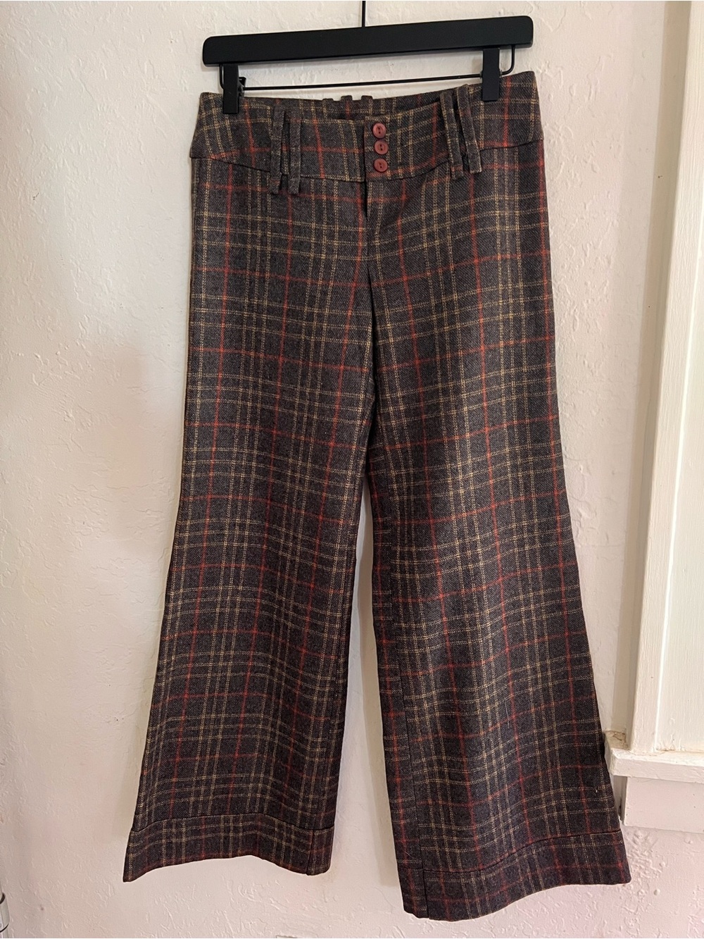 Free People vintage y2k Flare Pants
Gray yellow Plaid Tweed